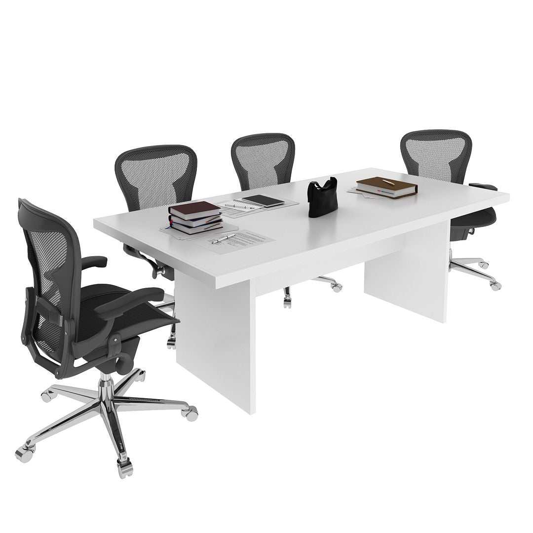 Mesa de Reunião para Escritório 100x200cm MDP Branco Tecnomobili