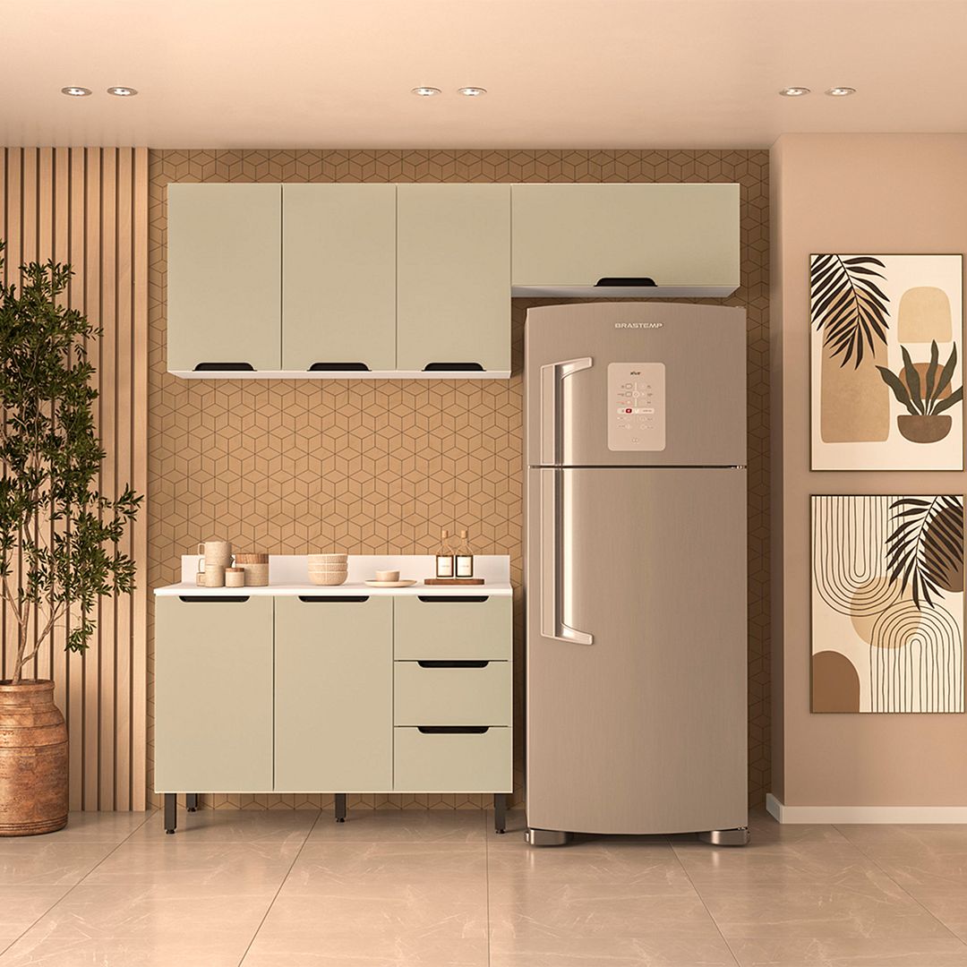 Cozinha Completa 3 Peças 225x200cm Com Design Compacto E Pintura Uv Em Mdp/mdf Politorno