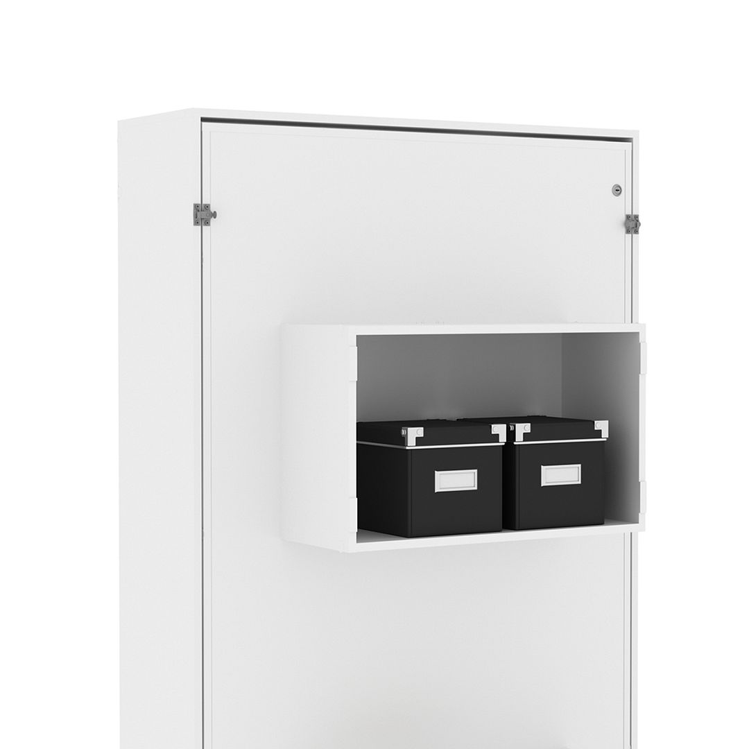 Cama Articulada Vertical Solteiro de Parede com 2 Nichos MDP em 2 Branco Até 110kg Tecnomobili