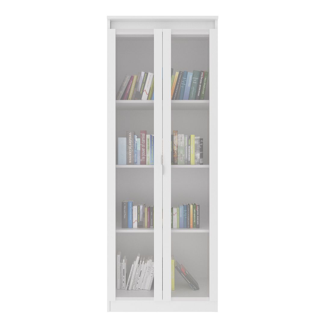 Armário Multiuso com 2 Portas de Vidro e 3 Prateleiras MDP Branco Tecnomobili