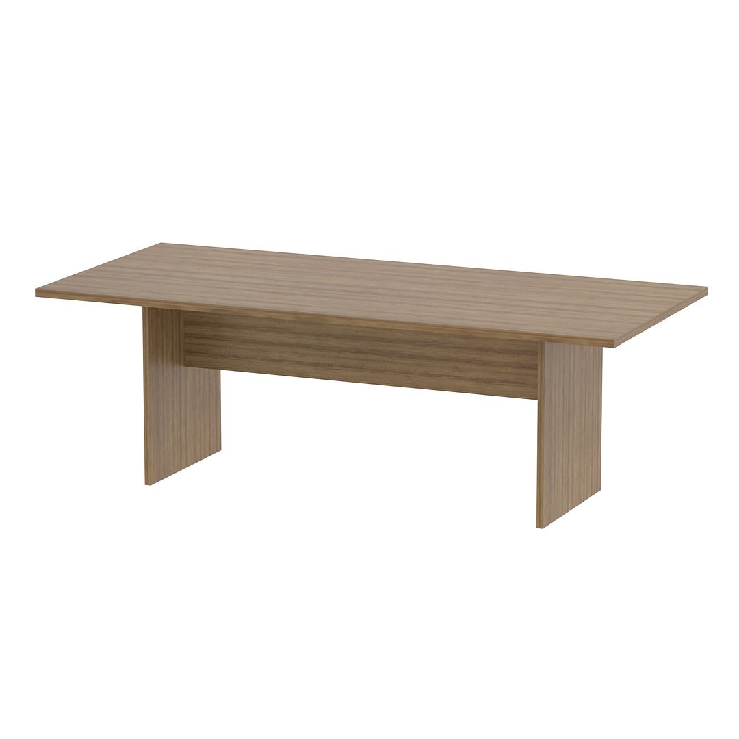 Conjunto de Escritório com Mesa de Reunião 220cm e Painel Suspenso até 37 Polegadas MDP Amendoa Tecnomobili