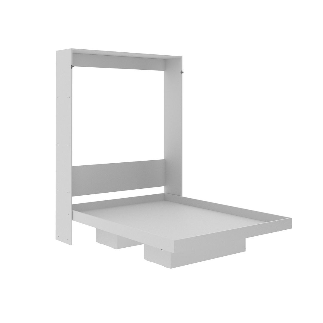 Cama Articulada Vertical Casal de Parede com 2 Nichos MDP Branco Até 240kg Tecnomobili