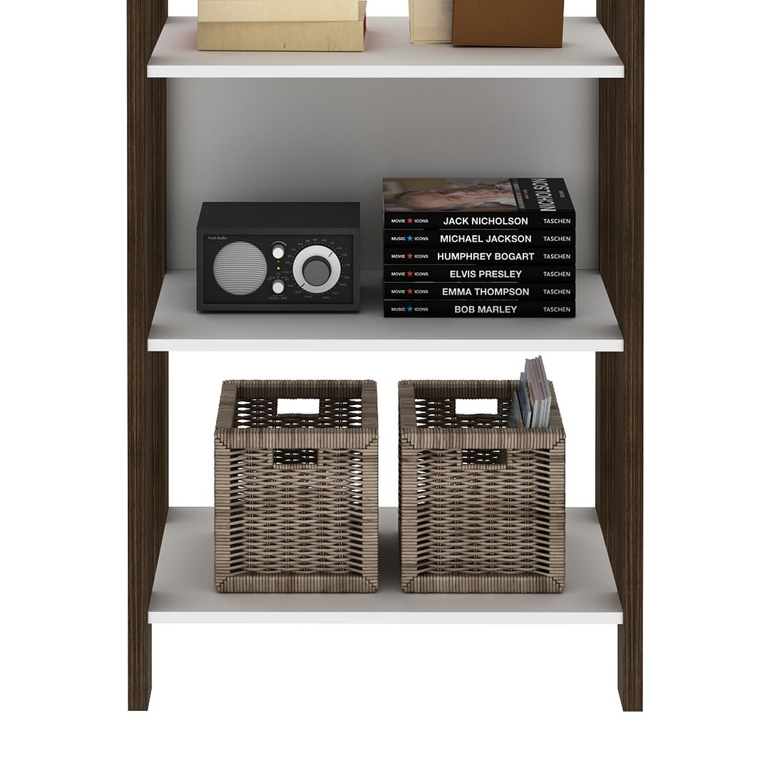 Estante de Livros Sala Multiuso 5 Prateleiras MDP Branco/NogalTecnomobili