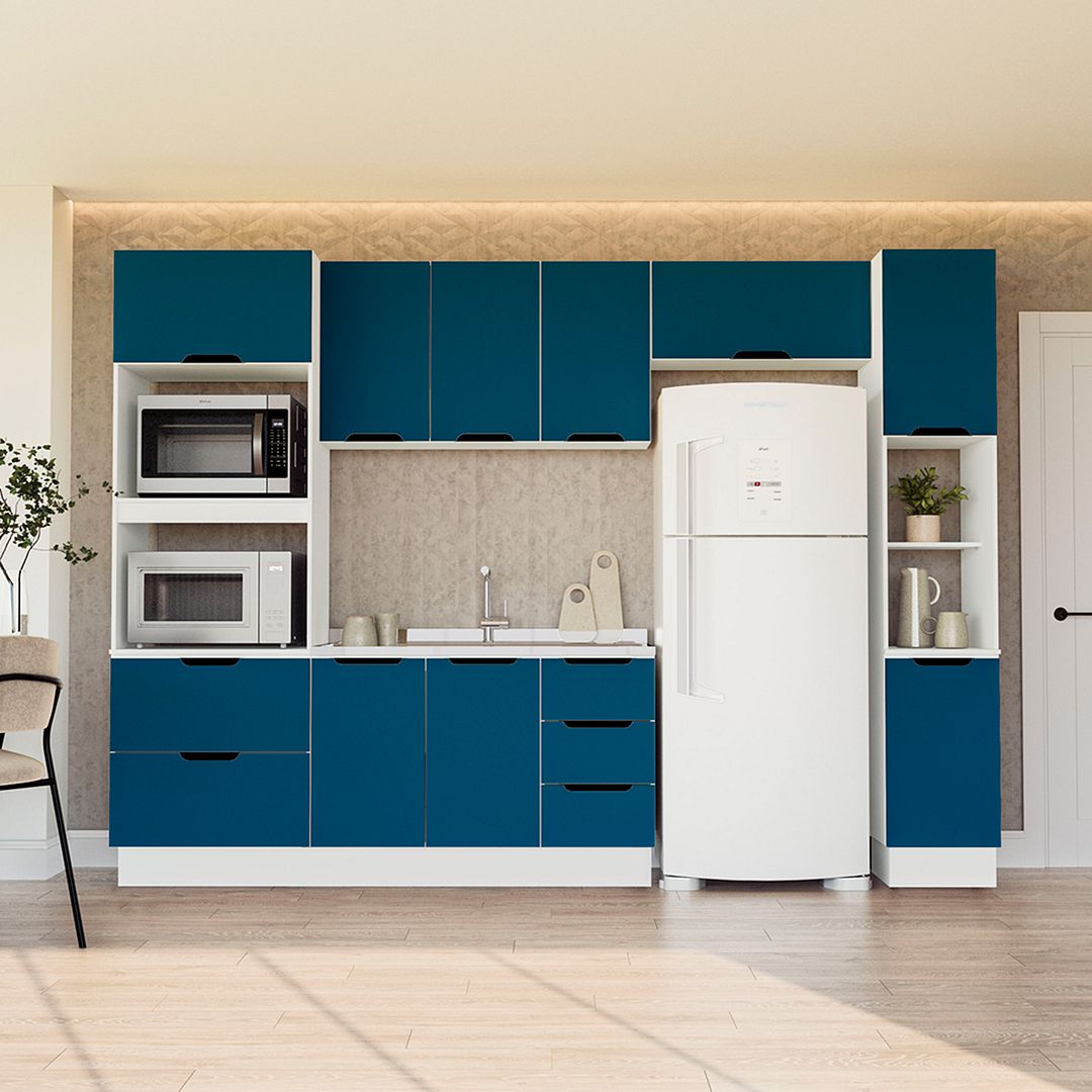 Cozinha Completa 5 Peças 225x310cm Com Amplo Espaço E Pintura Uv Em Mdp/mdf Politorno