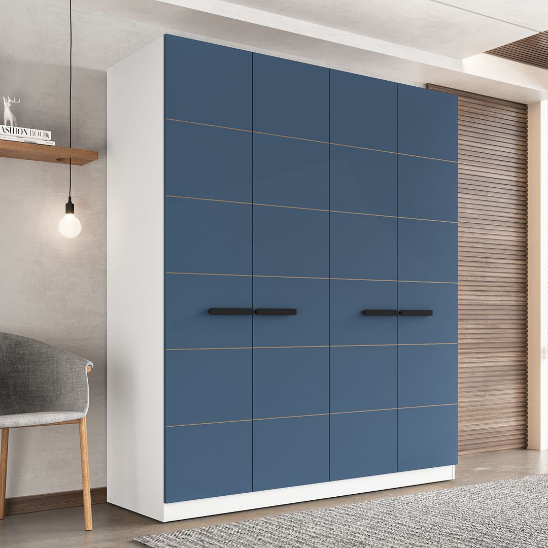 Guarda-Roupa 4 Portas 4 Gavetas 161cm Com Design Sofisticado E Acabamento Em Pintura Uv Em Mdp/mdf Politorno