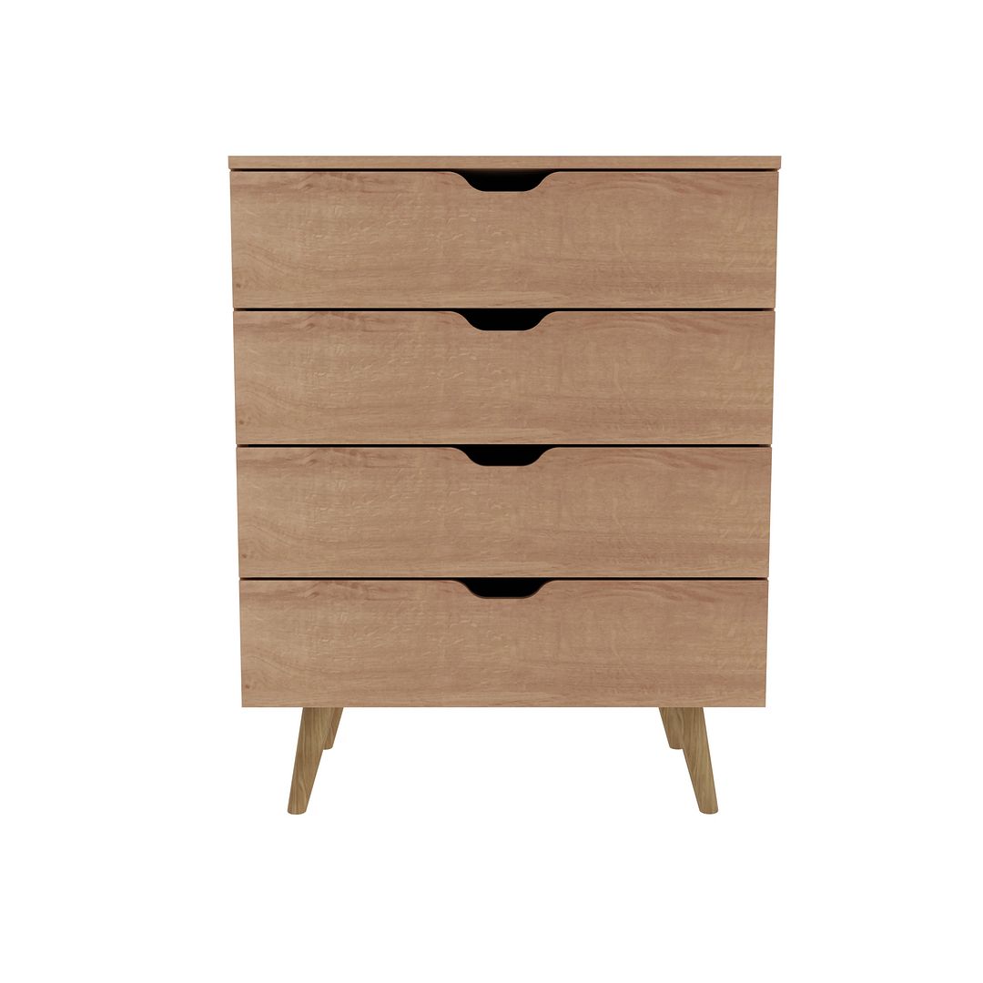 Cômoda Quarto com 4 Gavetas MDP Amêndoa Design Moderno Tecnomobili