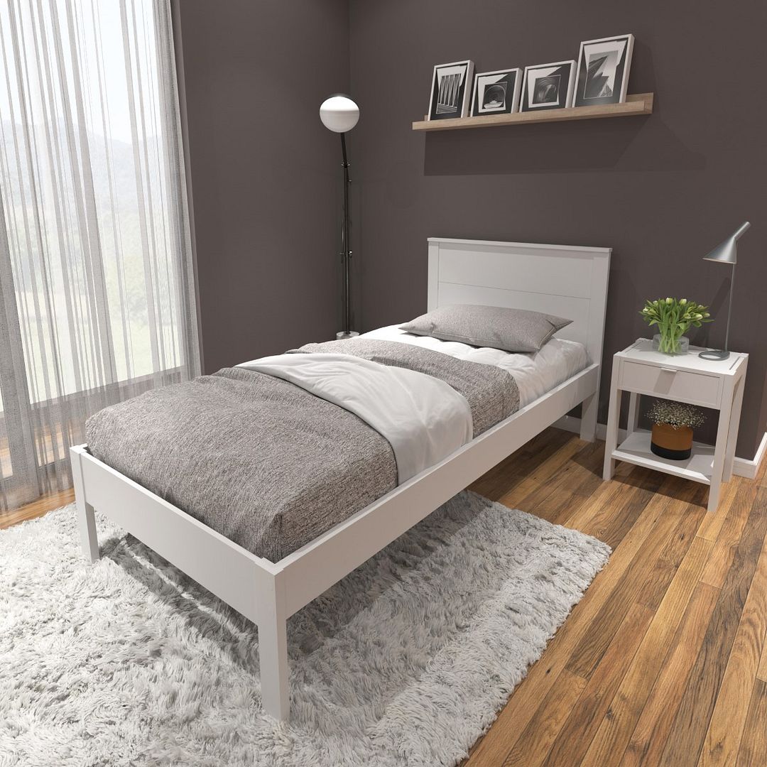 Cama de Solteiro Tradicional para Colchão 88cm MDP Branca Tecnomobili