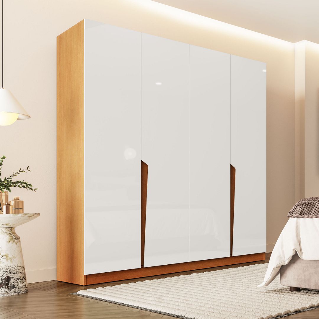 Guarda-Roupa 4 Portas 4 Gavetas 161cm Com Corrediça Telescópica Em Mdp/mdf Politorno