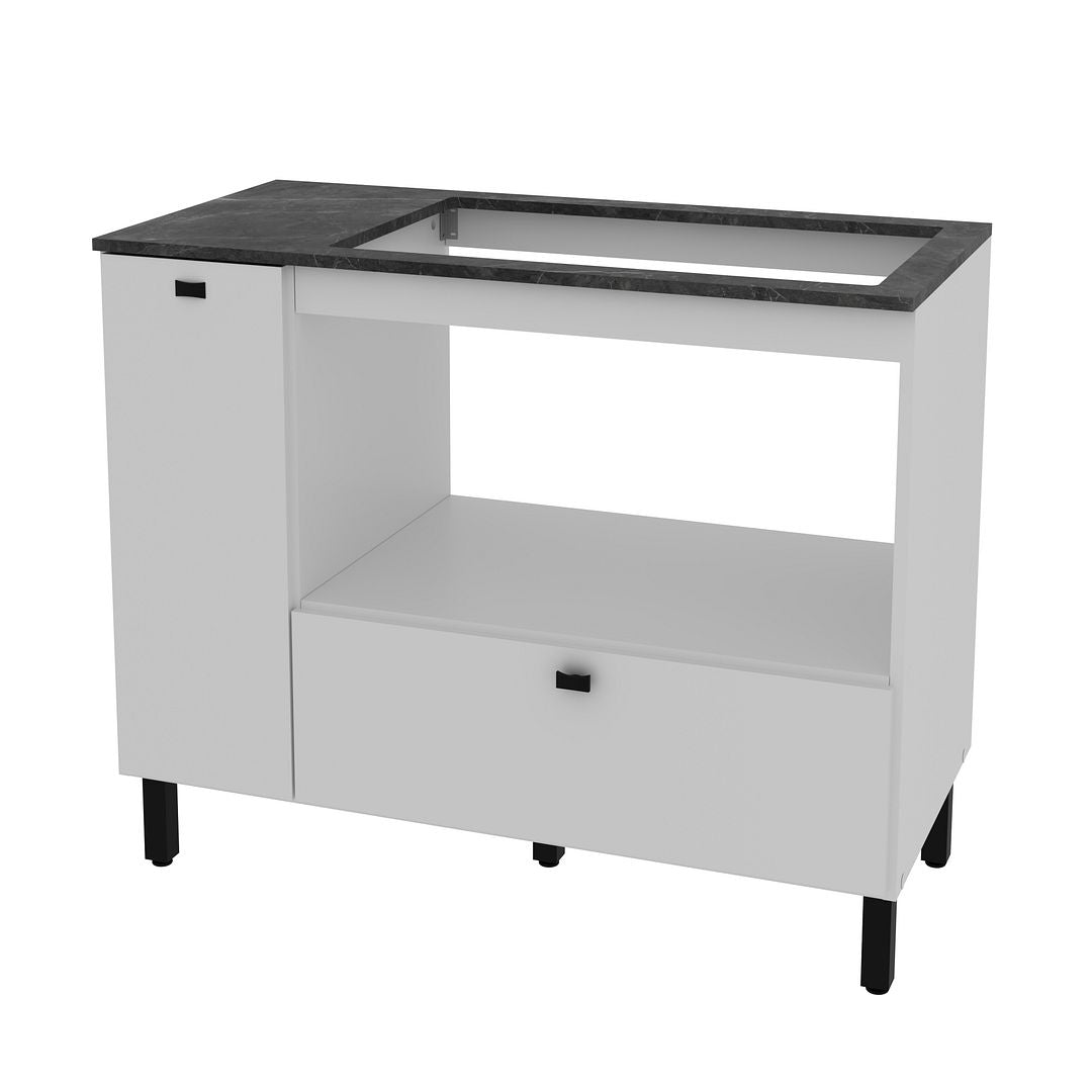 Balcão Cozinha Cooktop 5 Bocas com 2 Portas e Nicho para Forno ou Micro MDP Tecnomobili