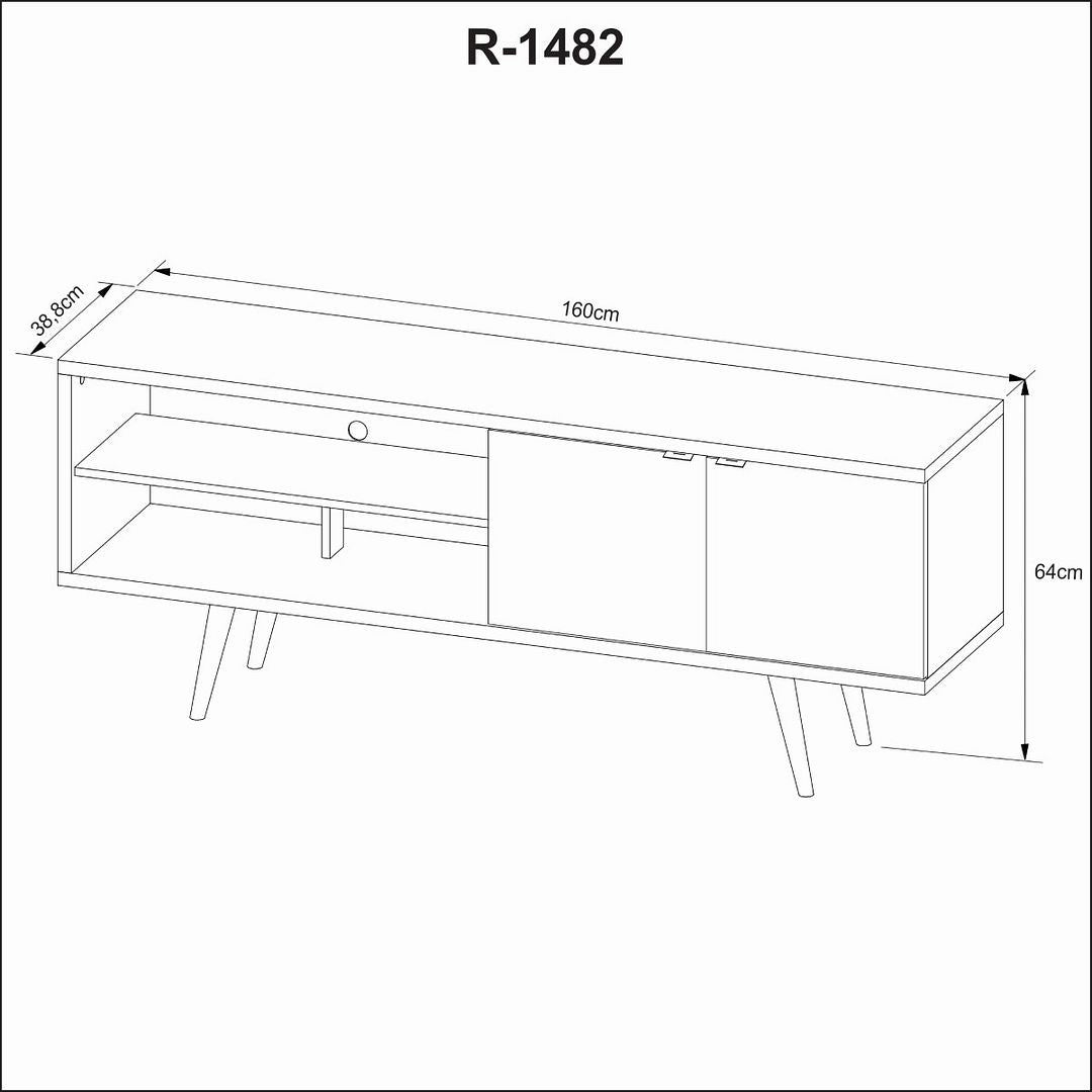 Rack Para TV até 55 Polegadas com 2 Portas MDP Amêndoa/Mármore LunarTecnomobili