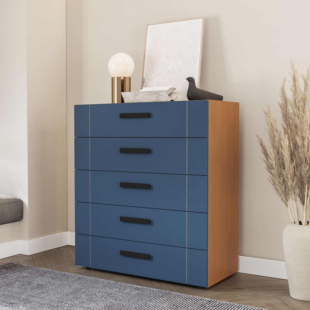 Cômoda 5 Gavetas 90cm Com Design Elegante E Acabamento Em Pintura Uv Em Mdp/mdf Politorno