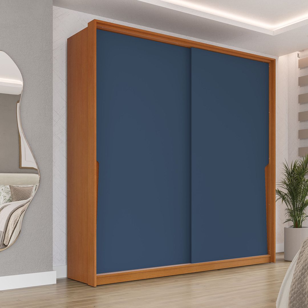 Guarda-Roupa 2 Portas De Correr 2 Gavetas 180cm Com Corrediça Telescópica Em Mdp/mdf Politorno