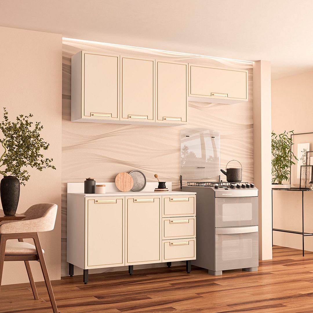 Cozinha Completa 3 Peças 225x200cm Com Design Compacto E Funcional Em Mdp/mdf Politorno