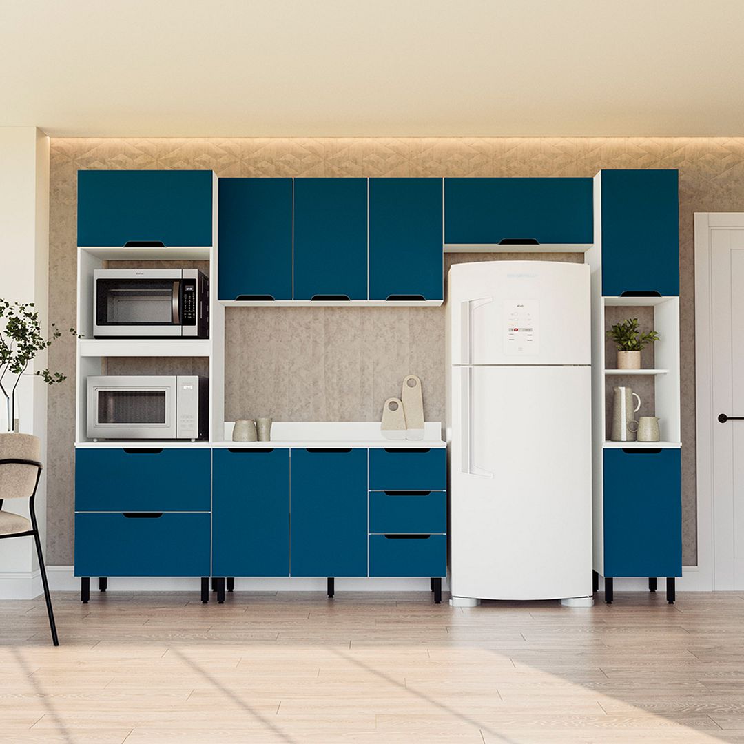 Cozinha Completa 5 Peças 225x310cm Com Amplo Espaço E Pintura Uv Em Mdp/mdf Politorno