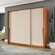 Guarda-Roupa 3 Portas De Correr 4 Gavetas 220cm Com Corrediça Telescópica Em Mdp/mdf Politorno