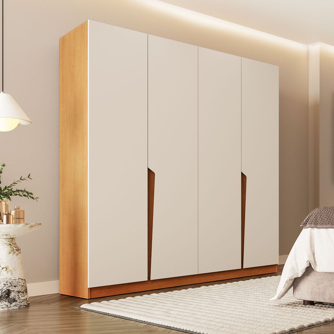 Guarda-Roupa 4 Portas 4 Gavetas 161cm Com Corrediça Telescópica Em Mdp/mdf Politorno