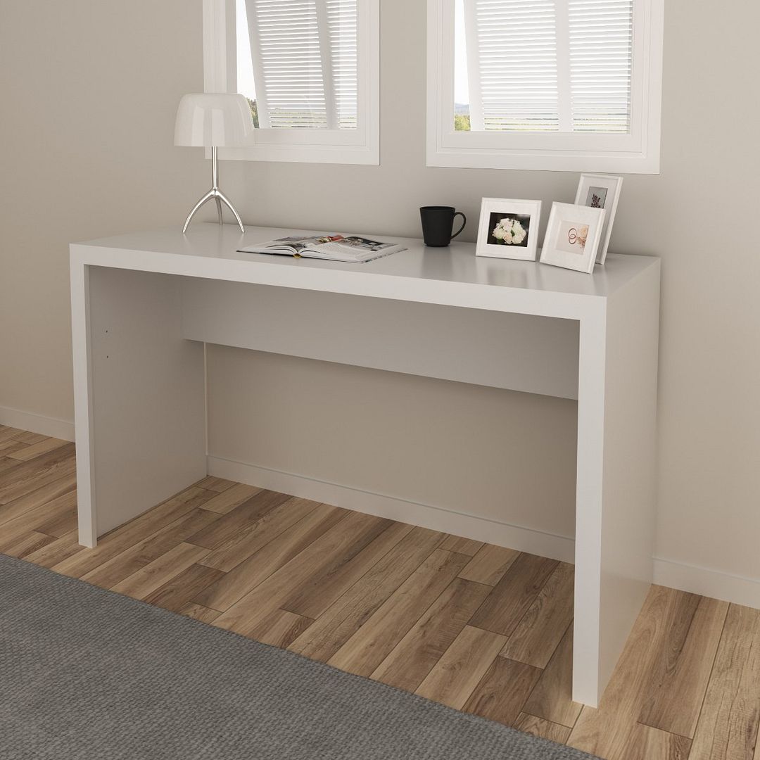 Mesa para Escritório 127cm MDP Branco Design ModernoTecnomobili