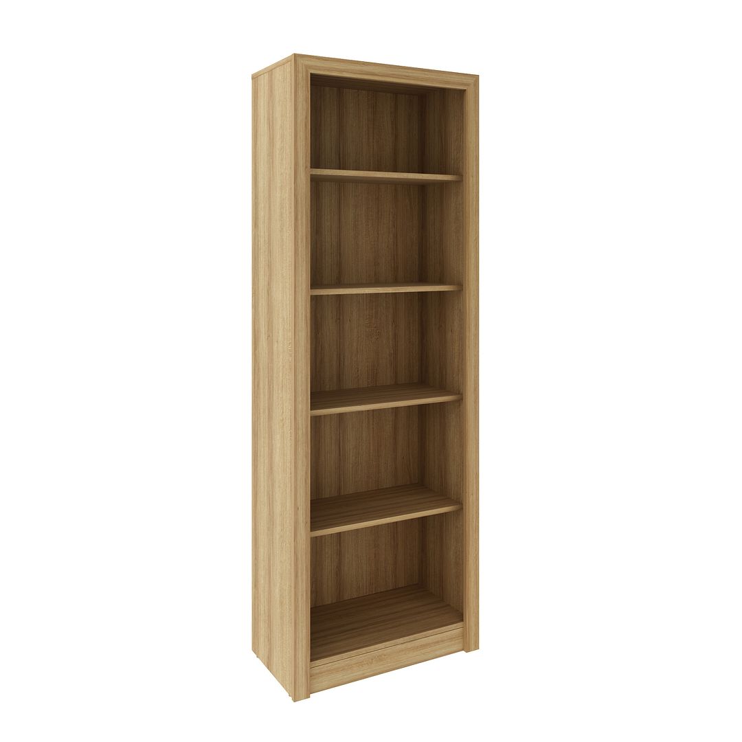 Conjunto de Escritório com Estante Multiuso com 5 Prateleiras e Mesa para Escritório 127cm MDP Amêndoa Tecnomobili