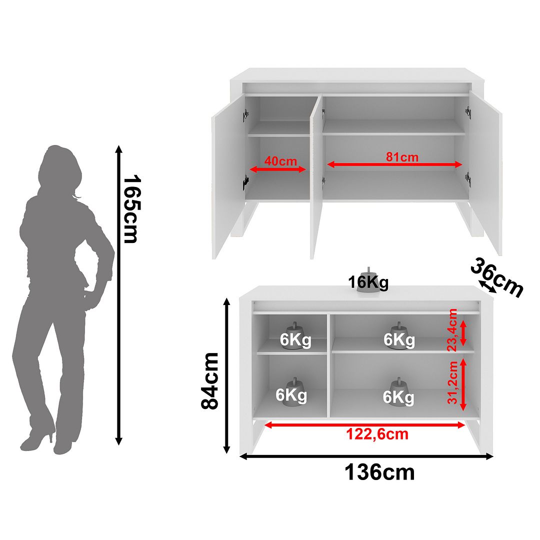 Conjunto de Escritório com Mesa em L, Balcão 3 portas, Gaveteiro e Balcão 2 Portas MDP Branco Tecnomobili