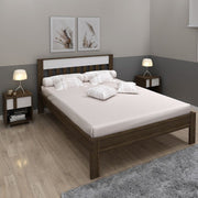Cama de Casal Tradicional 138x188cm MDP Nogal/Branco Estrados de Eucalipto Até 260kg Tecnomobili