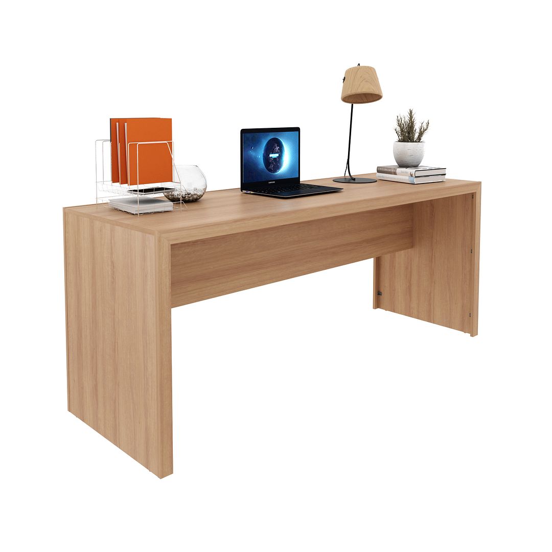 Conjunto de Escritório com Gaveteiro com  Rodinhas 3 Gavetas e Mesa para Escritório 180cm MDP Amêndoa Tecnomobili