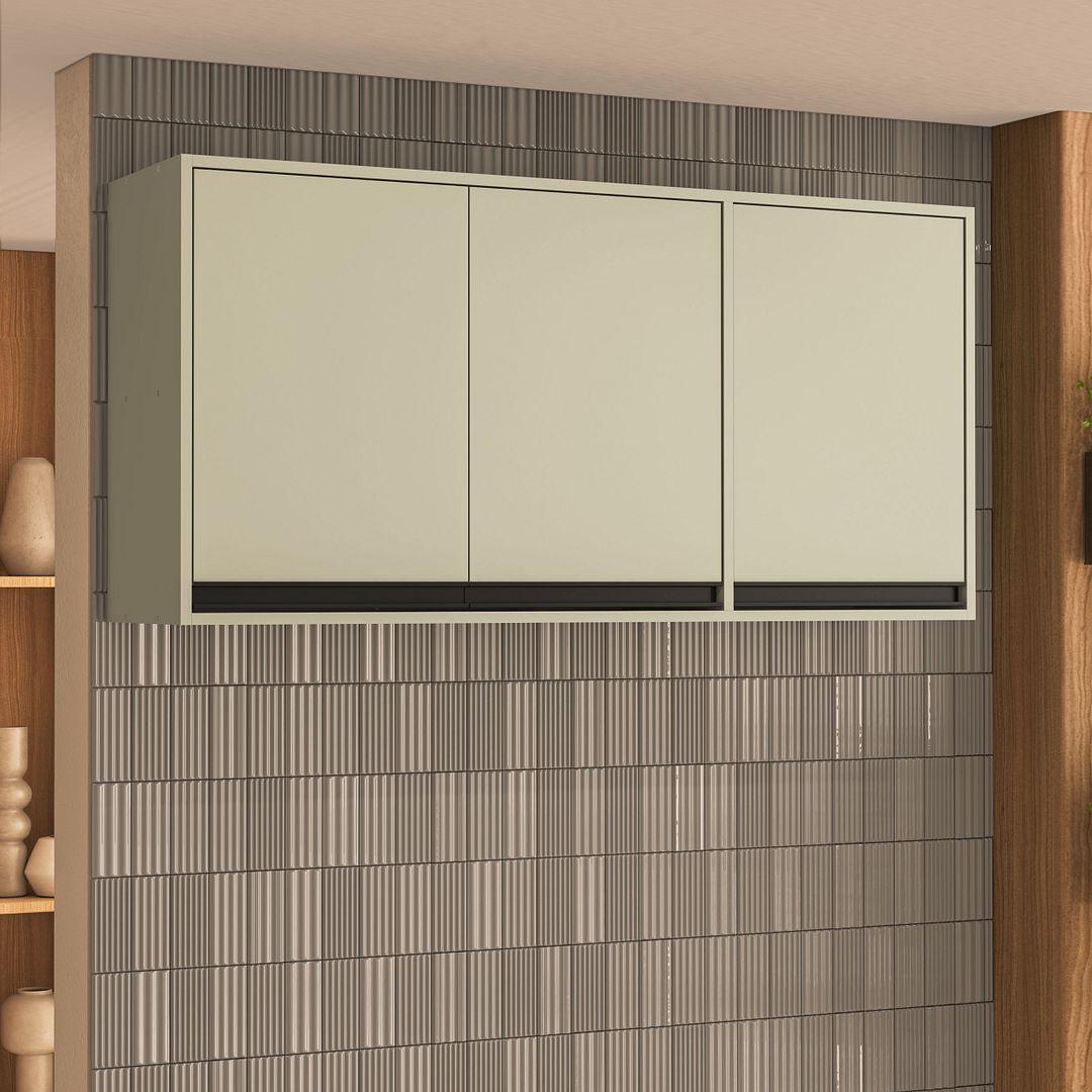 Armário Aéreo 3 Portas 120cm Com Amplo Espaço Interno E Pintura Uv Em Mdp Politorno