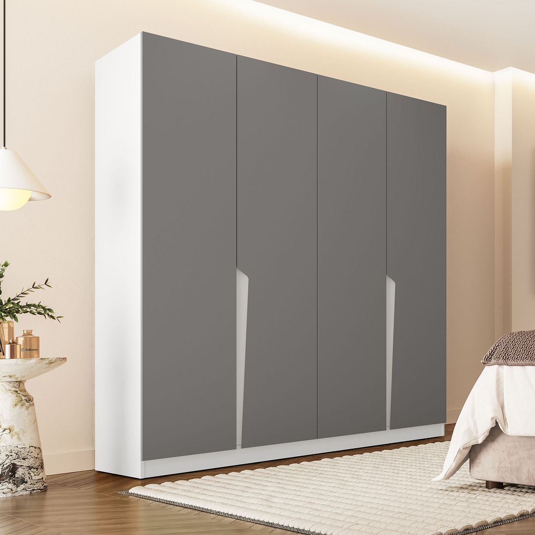 Guarda-Roupa 4 Portas 4 Gavetas 161cm Com Corrediça Telescópica Em Mdp/mdf Politorno