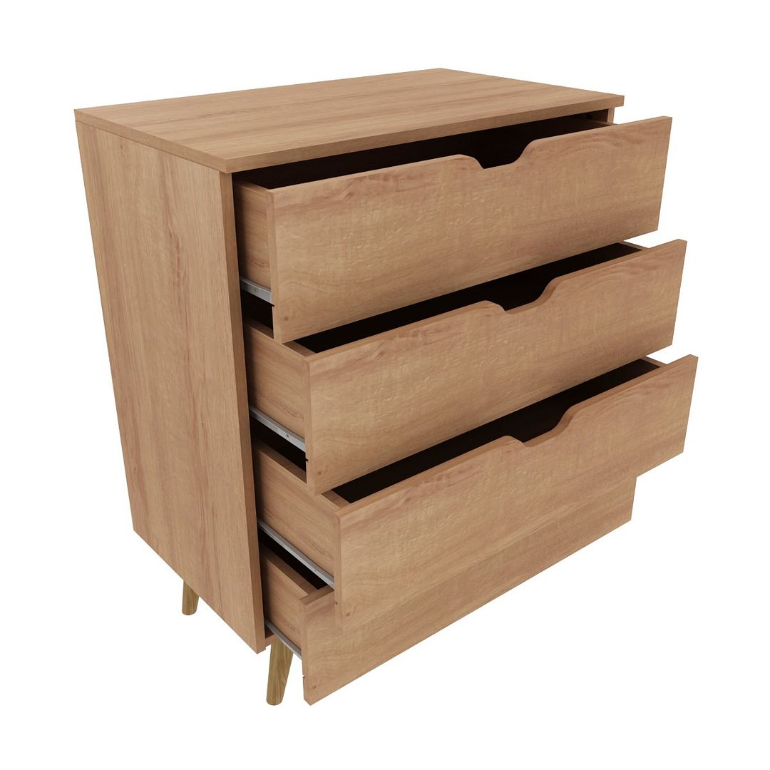 Cômoda Quarto com 4 Gavetas MDP Amêndoa Design Moderno Tecnomobili