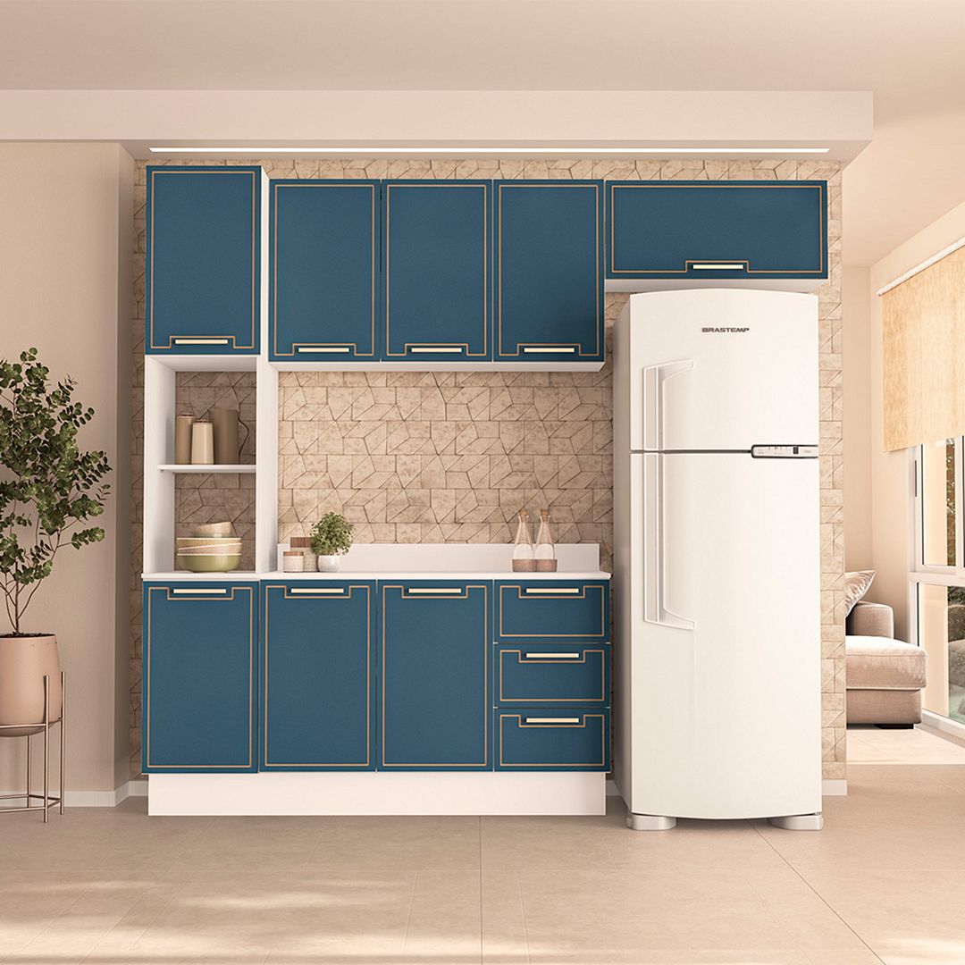 Cozinha Completa 4 Peças 225x240cm Com Paneleiro E Organização Em Mdp/mdf Politorno