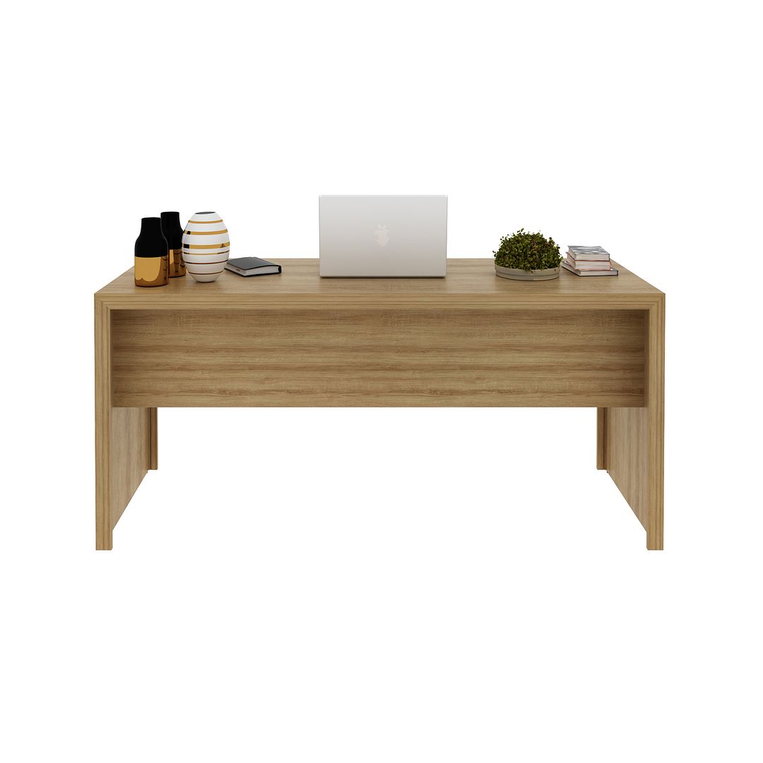 Conjunto de Escritório com Armário, Mesa 163cm e Gaveteiro 1 Gaveta MDP Amêndoa Tecnomobili