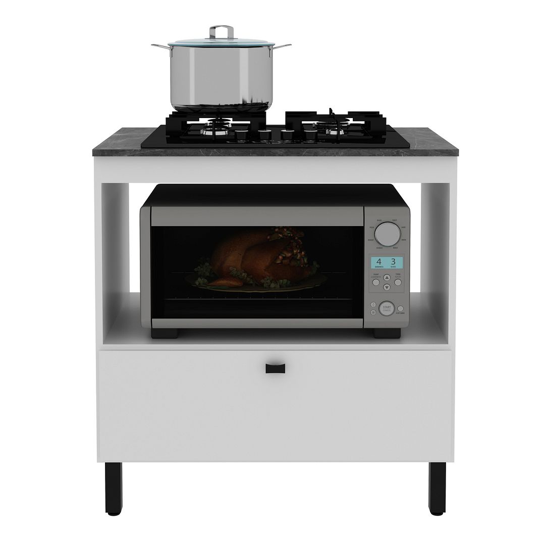 Balcão Cozinha Cooktop 4 Bocas com 1 Porta Basculante e Nicho para Forno ou Micro MDP Tecnomobili