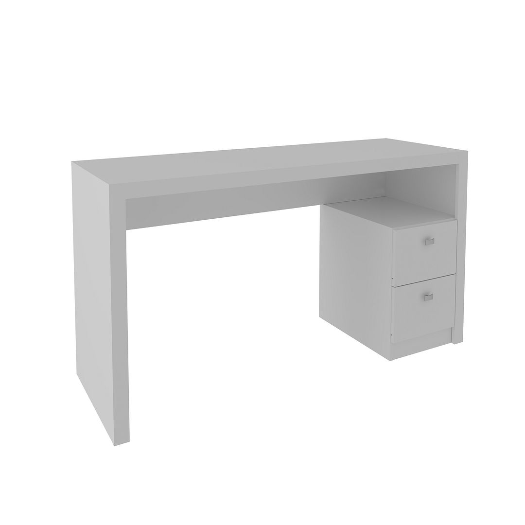 Mesa para Escritório 135,8cm com 2 gavetas MDP Branco Tecnomobili