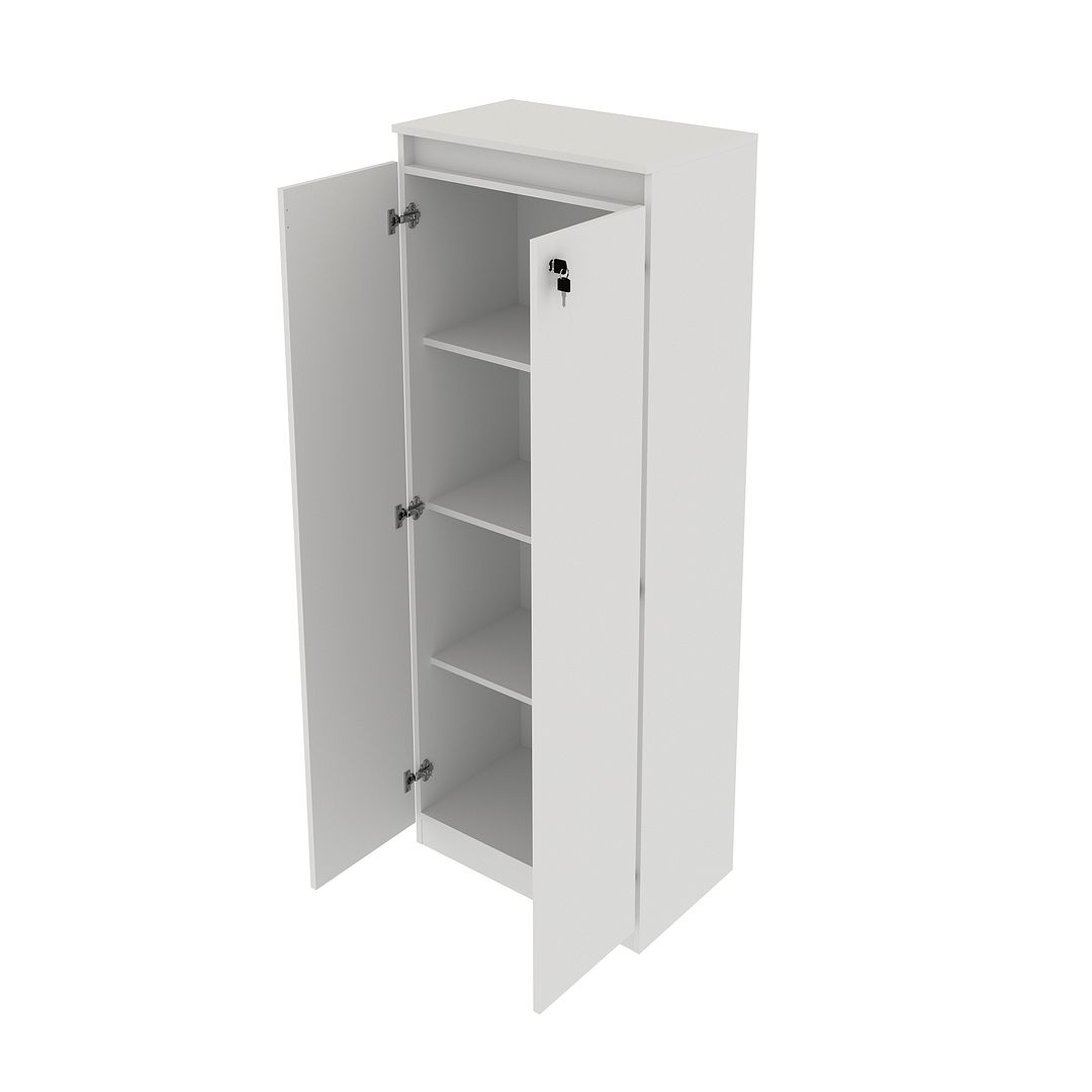 Armário Multiuso com 3 Prateleiras 2 Portas e Chave MDP Branco Tecnomobili