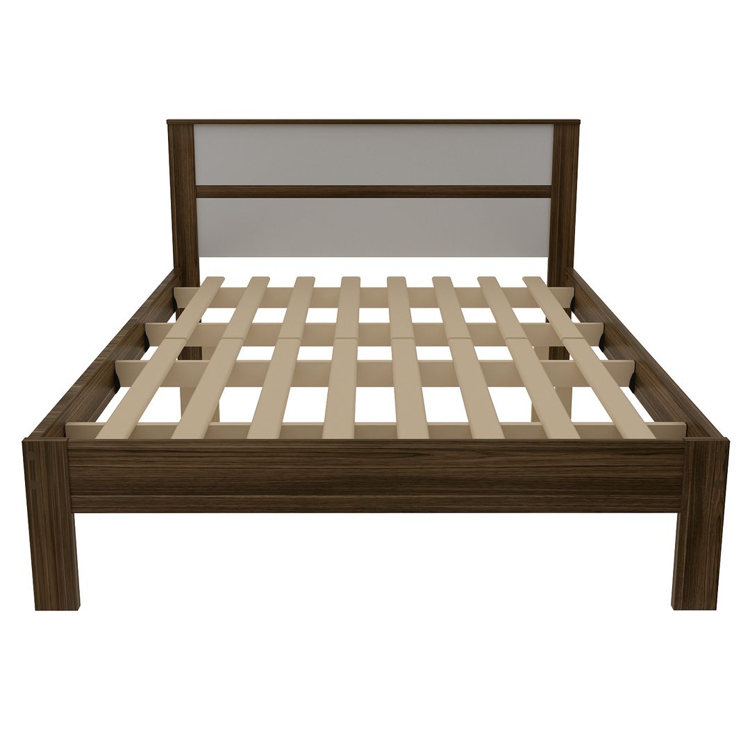 Cama de Casal Tradicional 138x188cm MDP Nogal/Branco Eucalipto Até 260kg Tecnomobili
