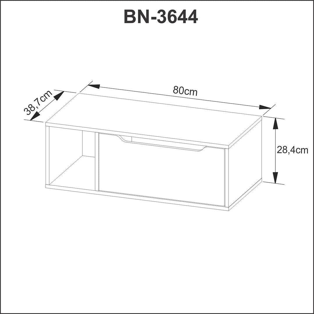 Conjunto de Banheiro com Balcão Gabinete 2 Gavetas e Balcão Gabinete Suspenso 1 Porta e Nicho MDP Amendoa/Branco