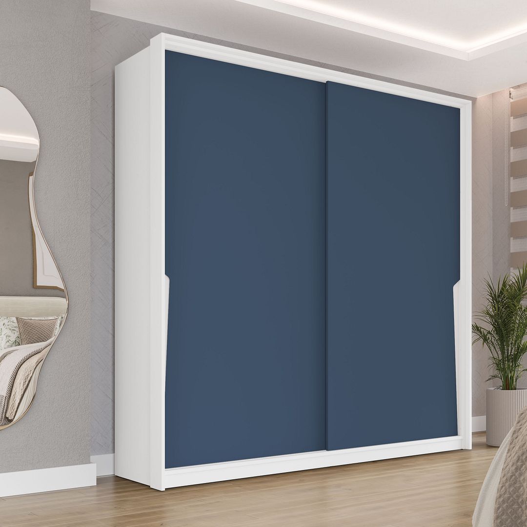 Guarda-Roupa 2 Portas De Correr 2 Gavetas 180cm Com Corrediça Telescópica Em Mdp/mdf Politorno