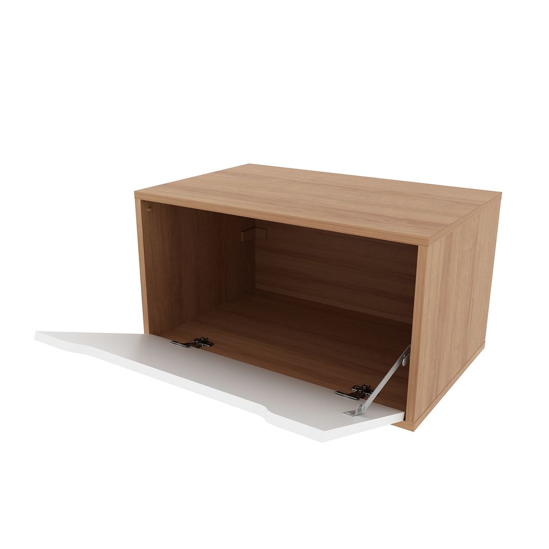 Balcão Gabinete para Banheiro Suspenso com 1 Porta MDP Amêndoa/Branco Tecnomobili