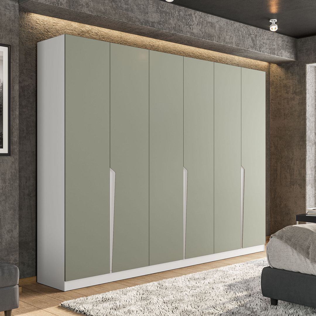 Guarda-Roupa 6 Portas 4 Gavetas 242cm Com Corrediça Telescópica Em Mdp/mdf Politorno