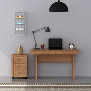 Conjunto de Escritório com Gaveteiro 3 Gavetas e Escrivaninha Cavalete 120cm com 2 Gavetas MDP Amêndoa Tecnomobili