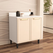 Balcão De Cozinha 2 Portas 80cm Com Detalhes Usinados Em Mdp/mdf Politorno