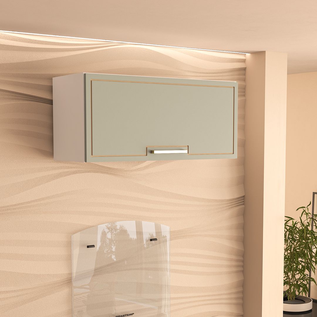 Armário Aéreo Basculante 80cm Para Geladeira Com Acabamento Usinado Em Mdp/mdf Politorno