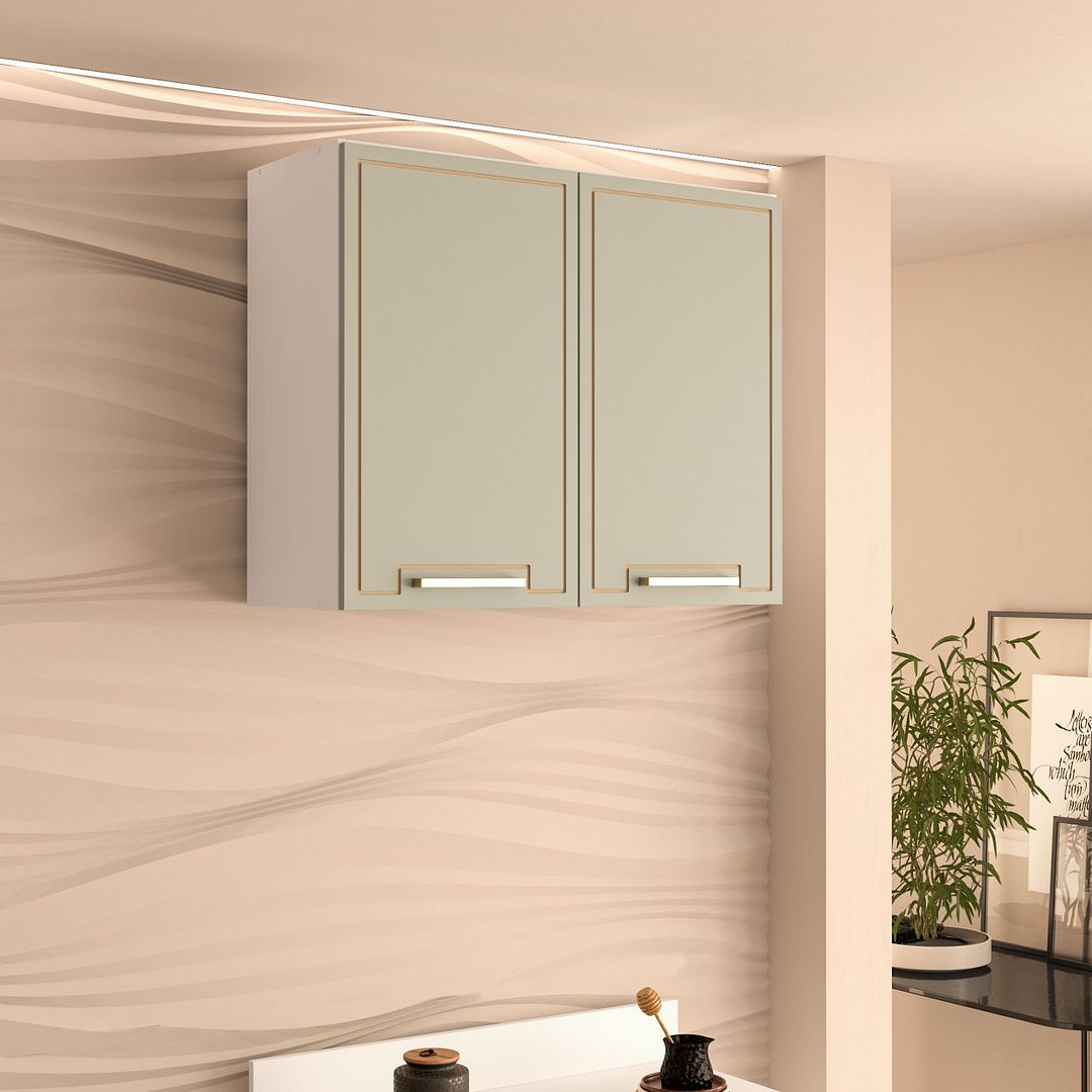 Armário Aéreo 2 Portas 80cm Com Detalhes Usinados Em Mdp/mdf Politorno