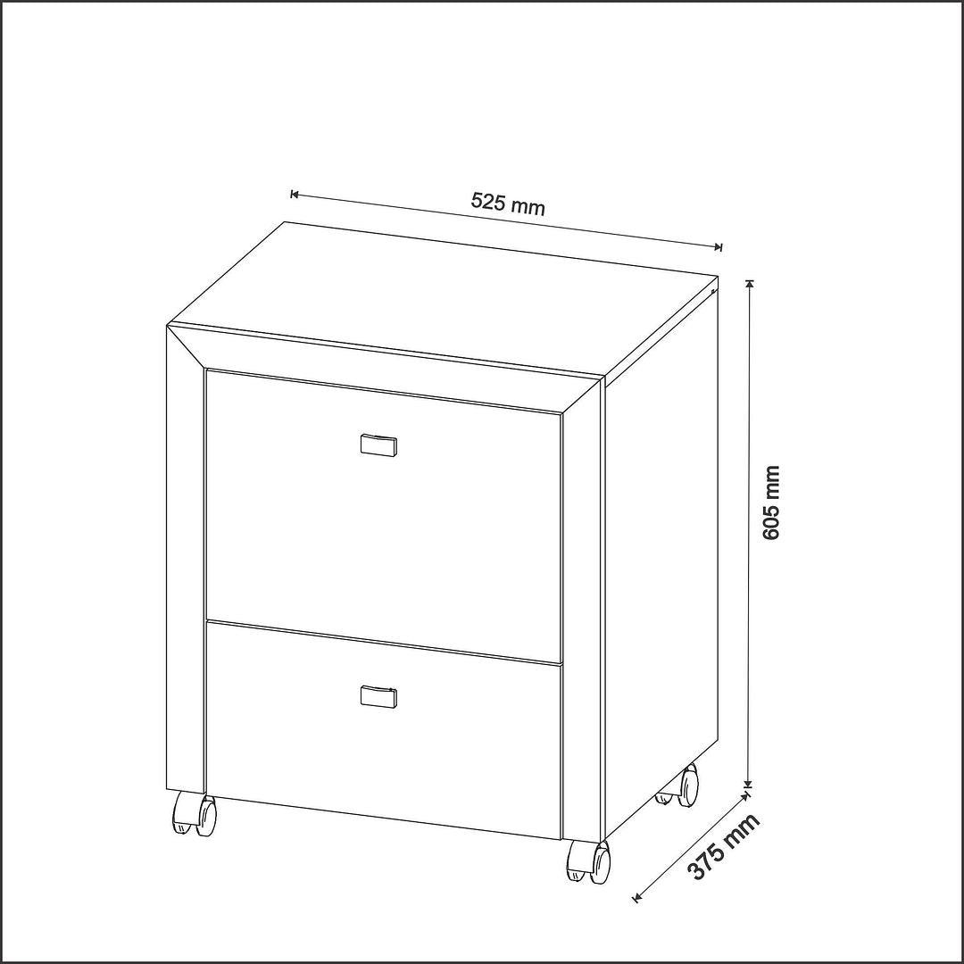 Conjunto de Escritório com 2 Armários, Mesa com Apoio Lateral 3 Gavetas e Gaveteiro MDP Amêndoa Tecnomobili