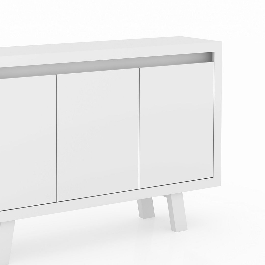 Conjunto de Escritório com Balcão 3 portas e Mesa 138,5cm Formato em L com 2 Gavetas MDP Branco Tecnomobili