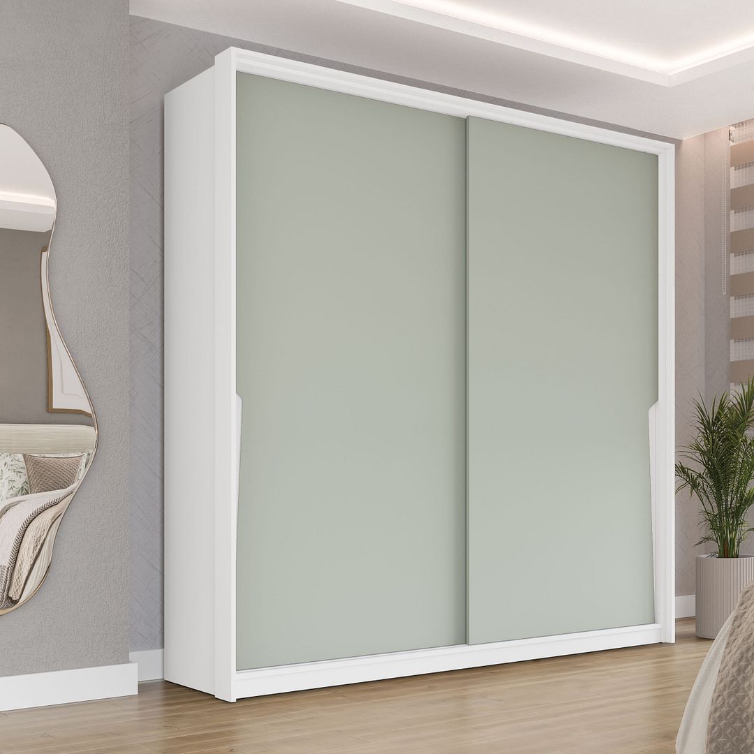 Guarda-Roupa 2 Portas De Correr 2 Gavetas 180cm Com Corrediça Telescópica Em Mdp/mdf Politorno