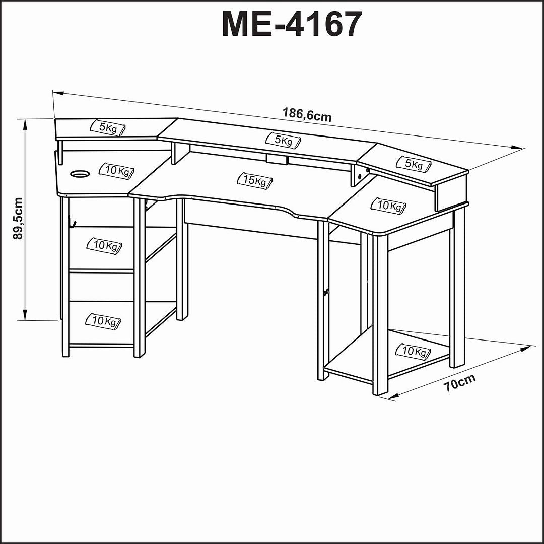Mesa Gamer Cockpit Para 2 Monitores Porta CPU com Nicho Aberto MDP Preto/Vermelho Tecnomobili