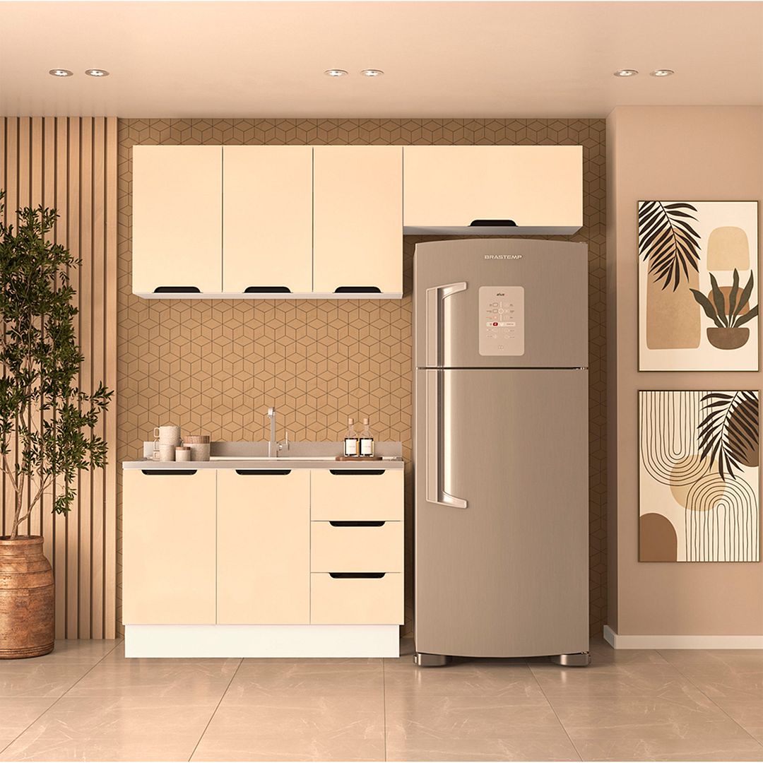 Cozinha Completa 3 Peças 225x200cm Com Design Compacto E Pintura Uv Em Mdp/mdf Politorno