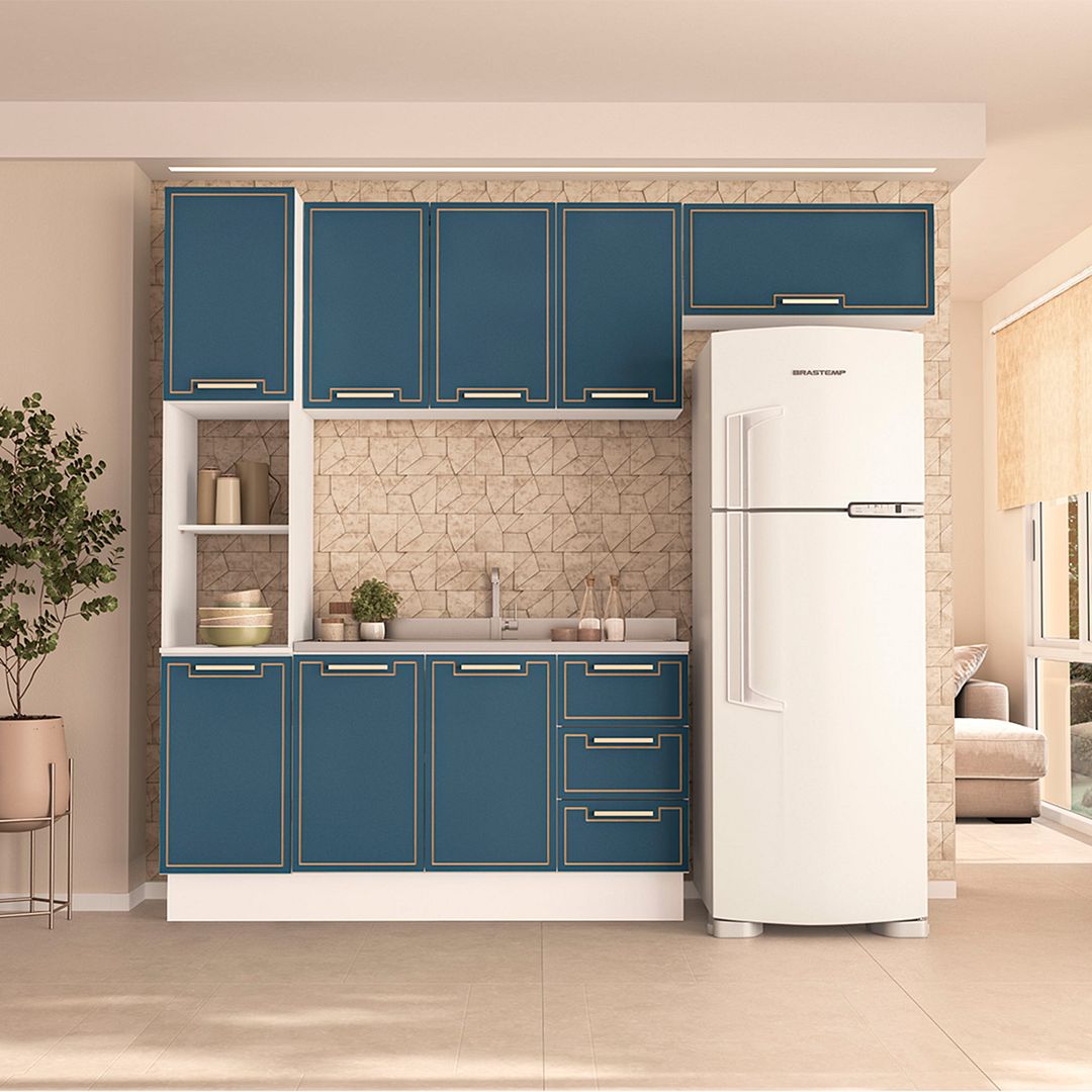 Cozinha Completa 4 Peças 225x240cm Com Paneleiro E Organização Em Mdp/mdf Politorno