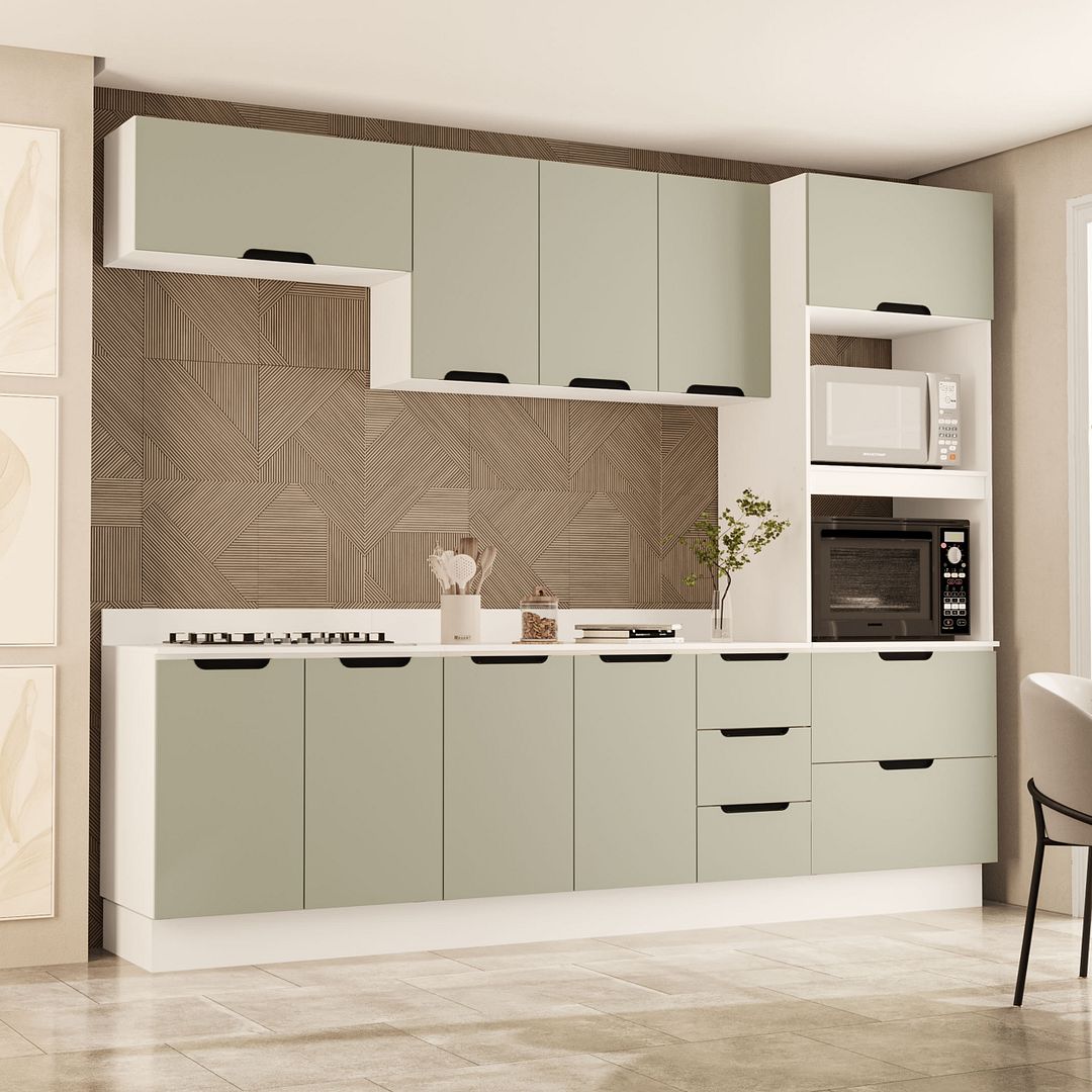 Cozinha Completa 5 Peças 225x270cm Com Amplo Espaço E Pintura Uv Em Mdp/mdf Politorno
