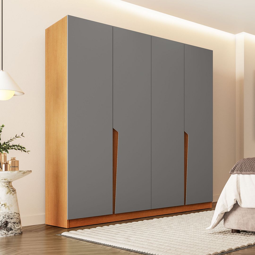 Guarda-Roupa 4 Portas 4 Gavetas 161cm Com Corrediça Telescópica Em Mdp/mdf Politorno